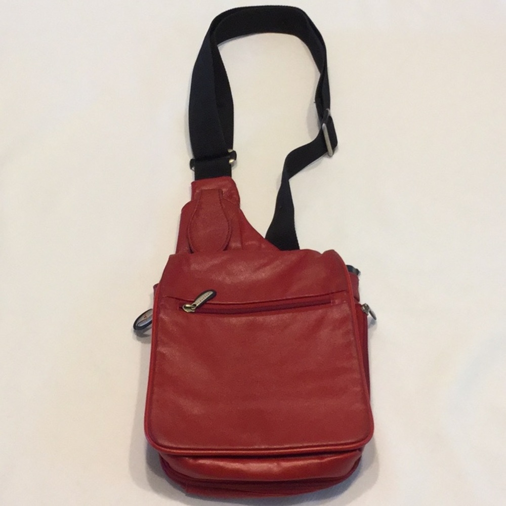 Vintage Travelon Red Leather Crossbody GUC